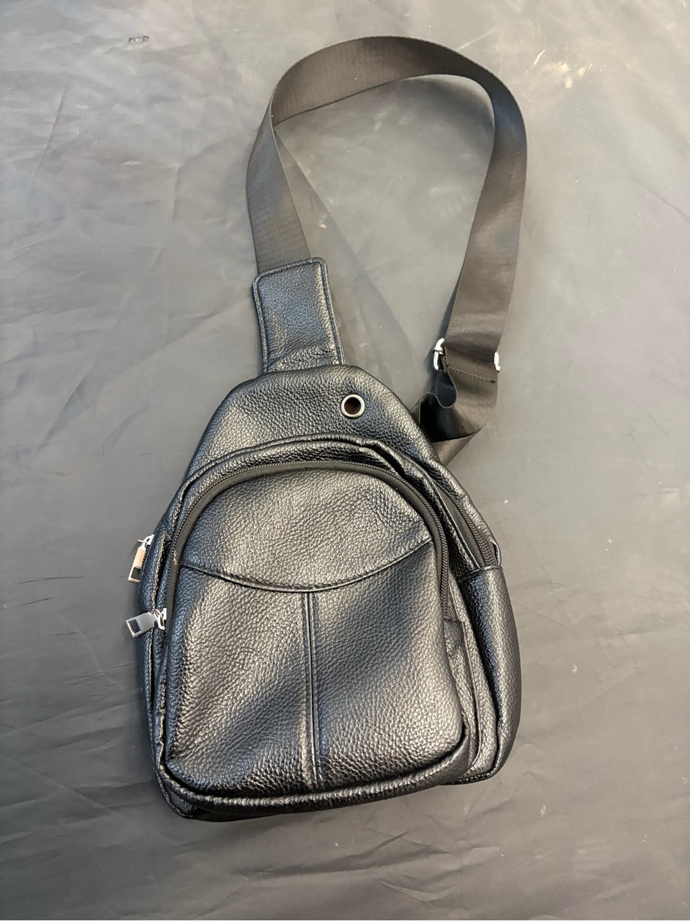 Black Faux Leather Crossbody Sling Bag Unisex